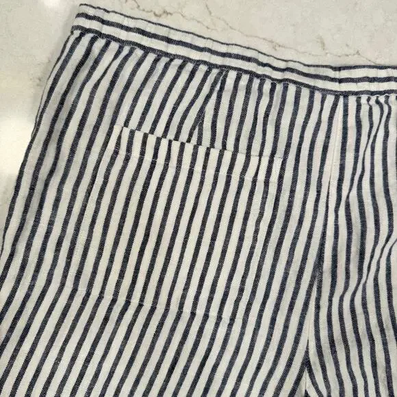Chico’s Blue & White Striped 100% Linen Coastal Pants Chico's Size 0 Beach - Picture 8 of 16